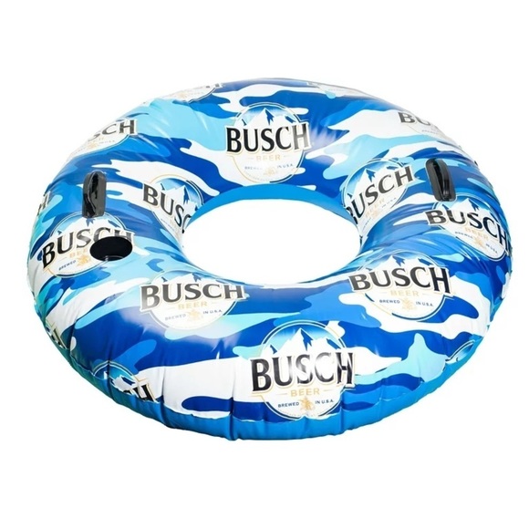 🎠 New Busch Inflatable Swim Tube Ring Float Built-in Handles and Cup Holder - Picture 6 of 10